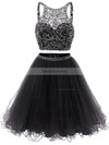 Two Piece Short/Mini A-line Scoop Neck Tulle Beading Royal Blue Backless Prom Dress #Favs020102726