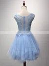 Cute A-line Scoop Neck Tulle Short/Mini Pearl Detailing Prom Dresses #Favs020102909