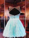 Stunning A-line Scoop Neck Tulle Short/Mini Beading Open Back Prom Dresses #Favs020102911