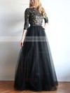 A-line Scoop Neck Tulle Floor-length Beading Prom Dresses #Favs02016844