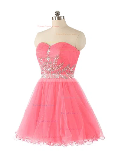 A-line Sweetheart Tulle Short/Mini Beading Wholesale Prom Dresses #Favs020102932