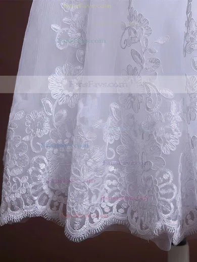 A-line Scoop Neck Tulle Short/Mini Appliques Lace Prom Dresses #Favs020104126