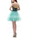 A-line Sweetheart Tulle Short/Mini with Appliques Lace Prom Dresses #Favs020104128