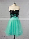 A-line Sweetheart Tulle Short/Mini with Appliques Lace Prom Dresses #Favs020104128