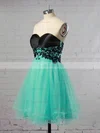 A-line Sweetheart Tulle Short/Mini with Appliques Lace Prom Dresses #Favs020104128