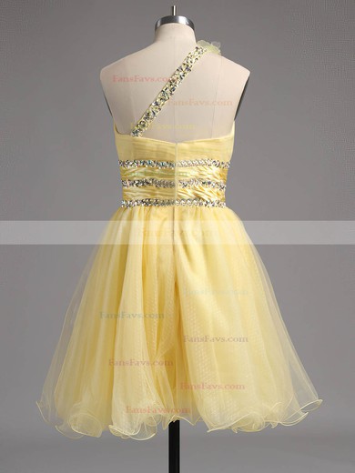 Empire One Shoulder Tulle Short/Mini Beading Homecoming Dresses #Favs02013242