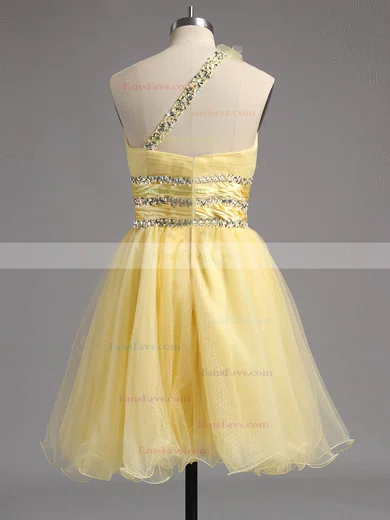 Empire One Shoulder Tulle Short/Mini Beading Homecoming Dresses #Favs02013242