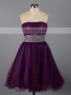 Ball Gown Strapless Short/Mini Tulle Prom Dresses with Beading Ruffle #Favs02014572