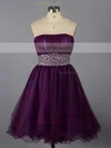 Ball Gown Strapless Short/Mini Tulle Prom Dresses with Beading Ruffle #Favs02014572