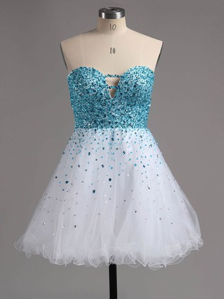A-line Sweetheart Tulle Short/Mini Beading Homecoming Dresses #Favs02016389 A-line Sweetheart Tulle Short/Mini Beading Homecoming Dresses #Favs02016389