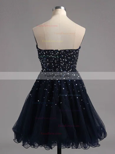 A-line Sweetheart Tulle Short/Mini Beading Homecoming Dresses #Favs02016389
