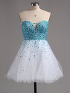 A-line Sweetheart Tulle Short/Mini Beading Homecoming Dresses #Favs02016389