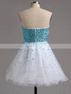 A-line Sweetheart Tulle Short/Mini Beading Homecoming Dresses #Favs02016389