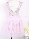 A-line Scoop Neck Short/Mini Tulle Prom Dresses with Beading #Favs02016905
