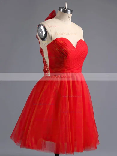 A-line Scoop Neck Tulle Short/Mini Beading Homecoming Dresses #Favs02016973