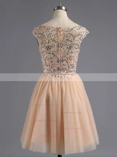 A-line Scoop Neck Tulle Short/Mini Beading Homecoming Dresses #Favs02018794