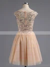 A-line Scoop Neck Tulle Short/Mini Beading Homecoming Dresses #Favs02018794