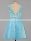 Ball Gown Square Neckline Tulle Short/Mini Beading Homecoming Dresses #Favs02019155