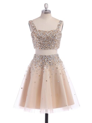 A-line Square Neckline Tulle Short/Mini Beading Homecoming Dresses #Favs02019194 A-line Square Neckline Tulle Short/Mini Beading Homecoming Dresses #Favs02019194