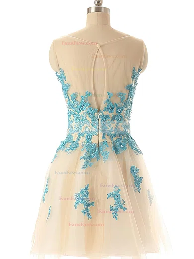 New Style Tulle with Appliques Lace Scoop Neck Short/Mini Prom Dresses #Favs02019690
