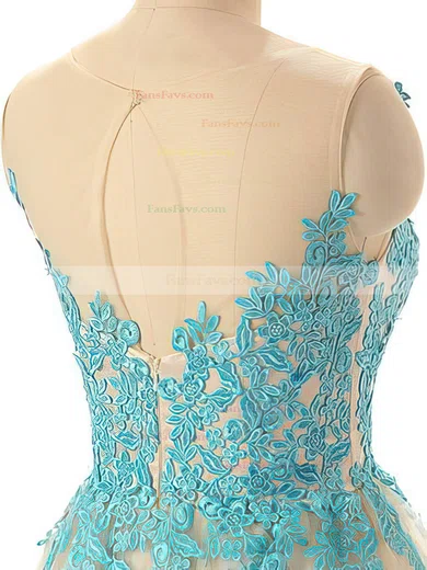 New Style Tulle with Appliques Lace Scoop Neck Short/Mini Prom Dresses #Favs02019690