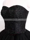Black Short/Mini Tulle Sweetheart Lace and Tiered Fashionable Prom Dress #Favs02019798