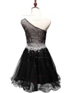 New Tulle Beading Short/Mini Little Black One Shoulder Prom Dress #Favs02019809
