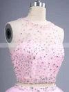 Trendy Two Piece Short/Mini Scoop Neck Pink Tulle Beading Prom Dress #Favs02019884