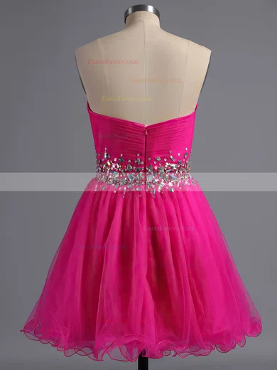 A-line Sweetheart Tulle Short/Mini Beading Homecoming Dresses #Favs02041945