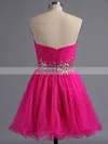 A-line Sweetheart Tulle Short/Mini Beading Homecoming Dresses #Favs02041945