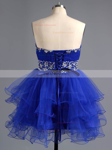 A-line Sweetheart Tulle Short/Mini Beading Homecoming Dresses #Favs02041947