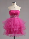 A-line Sweetheart Tulle Short/Mini Beading Homecoming Dresses #Favs02041947