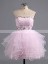 A-line Sweetheart Tulle Short/Mini Beading Homecoming Dresses #Favs02041947
