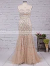 Trumpet/Mermaid Sweetheart Lace Tulle Sweep Train Beading Prom Dresses #Favs02023522