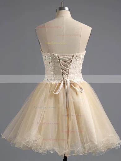 Ball Gown Sweetheart Tulle Short/Mini Appliques Lace Homecoming Dresses #Favs02042380