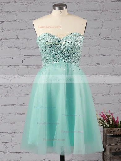 A-line Sweetheart Tulle Short/Mini Ruffles Homecoming Dresses #Favs02051314