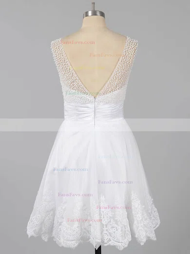 A-line Scoop Neck Tulle Short/Mini Beading Homecoming Dresses #Favs02051621