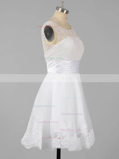 A-line Scoop Neck Tulle Short/Mini Beading Homecoming Dresses #Favs02051621