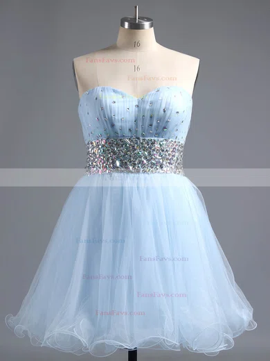 A-line Sweetheart Tulle Short/Mini Crystal Detailing Homecoming Dresses #Favs02111410