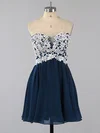 Original A-line Sweetheart Tulle Chiffon Short/Mini Appliques Lace Homecoming Dresses #Favs020100990