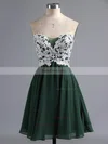 Original A-line Sweetheart Tulle Chiffon Short/Mini Appliques Lace Homecoming Dresses #Favs020100990