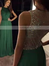 A-line Scoop Neck Chiffon Floor-length Beading Prom Dresses #Favs020100026