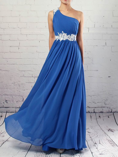 Empire One Shoulder Chiffon Floor-length Beading Prom Dresses #Favs020105040