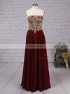 A-line Strapless Chiffon Floor-length Beading Prom Dresses #Favs020105046