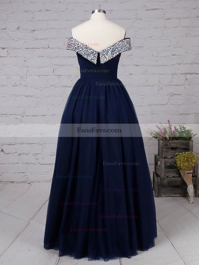 Princess Off-the-shoulder Tulle Floor-length Beading Prom Dresses #Favs020105051