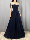 Princess Off-the-shoulder Tulle Floor-length Beading Prom Dresses #Favs020105051