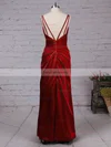Sheath/Column V-neck Silk-like Satin Floor-length Ruffles Prom Dresses #Favs020105058