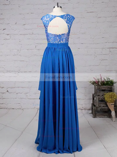 A-line V-neck Chiffon Floor-length Appliques Lace Prom Dresses #Favs020105064