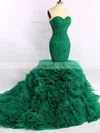 Trumpet/Mermaid Sweetheart Organza Court Train Cascading Ruffles Prom Dresses #Favs020101683