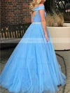 Princess Off-the-shoulder Tulle Floor-length Pearl Detailing Prom Dresses #Favs020105077